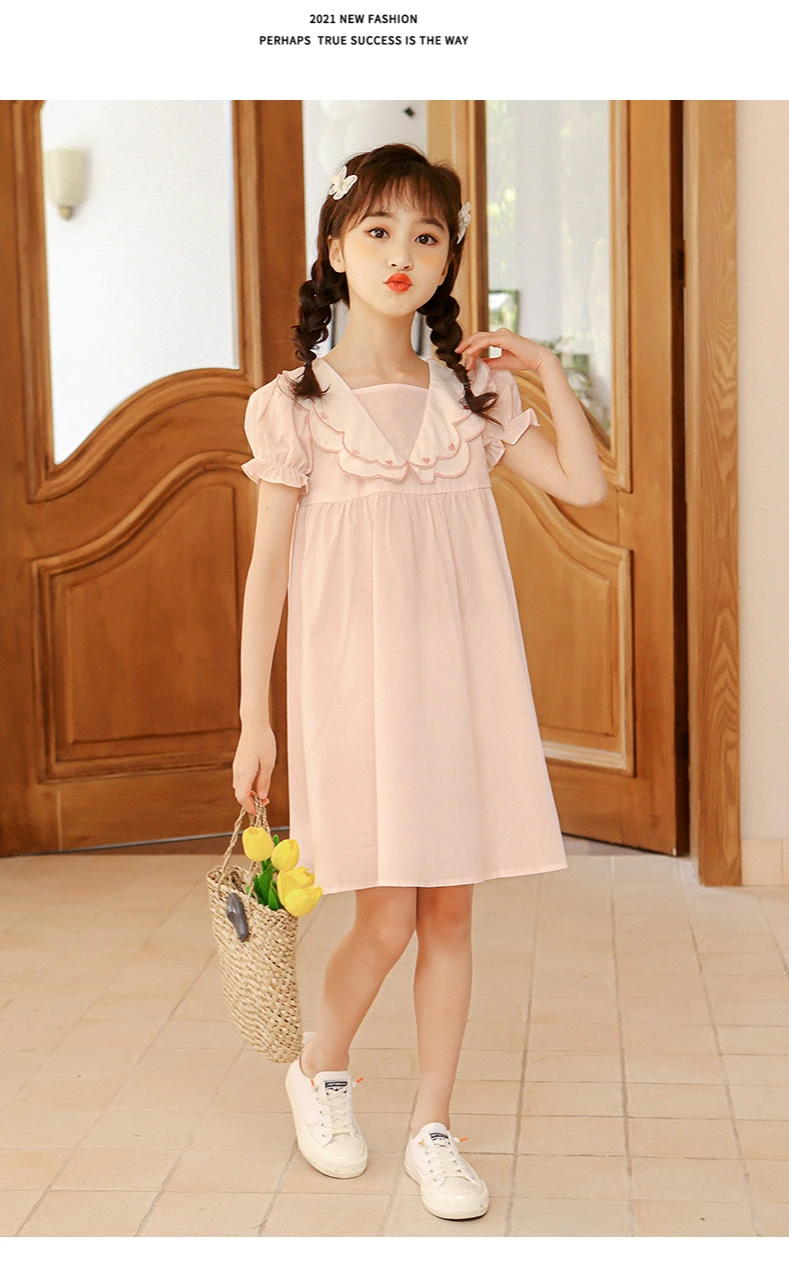 Letnia sukienka dla dziewczynek różowa elegancka księżniczki plaża dziecięca 6-16 lat - Wianko - 4