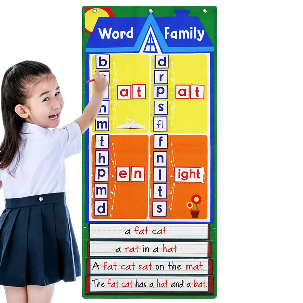 English Learning Card Center Pocket Chart Classroom Wording for Kid's Educational Toys Teaching Aids