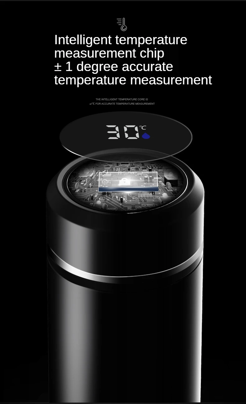 Kubek termiczny 500ml z wyświetlaczem LED - Smart Temperature Vacuum - butelka wody ze stali nierdzewnej do herbaty, kawy - kubek termiczny na podróże i do biura - Wianko - 8