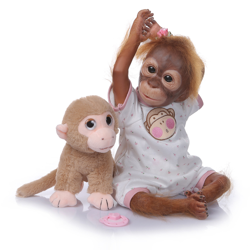 Poupées bébé orang outan Reborn boneca en silicone souple singe