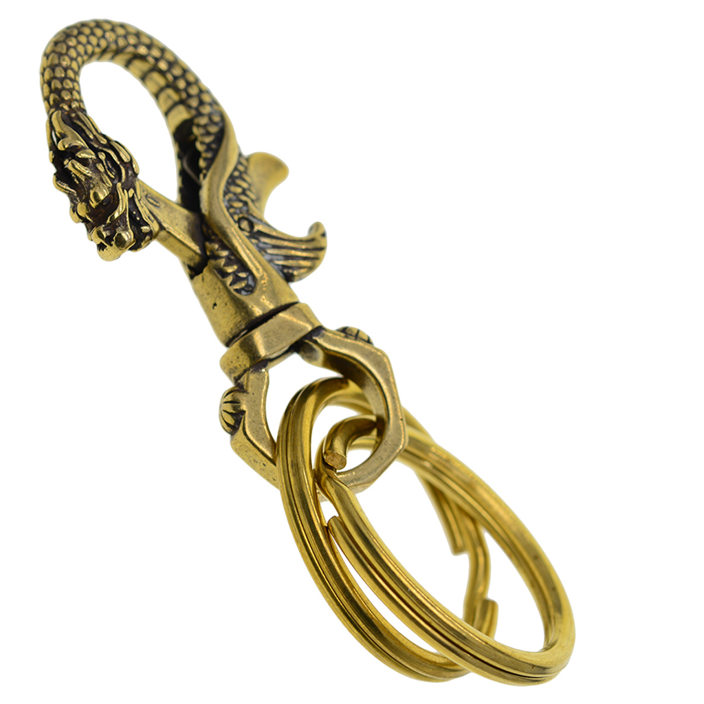 Handmade Brass Dragon Swivel Lobster Clasps Keychain & 2Pcs 32mm Key Rings Handmade Brass Dragon Swivel Lobster Clasps Keychain & 2Pcs 32mm Key Rings