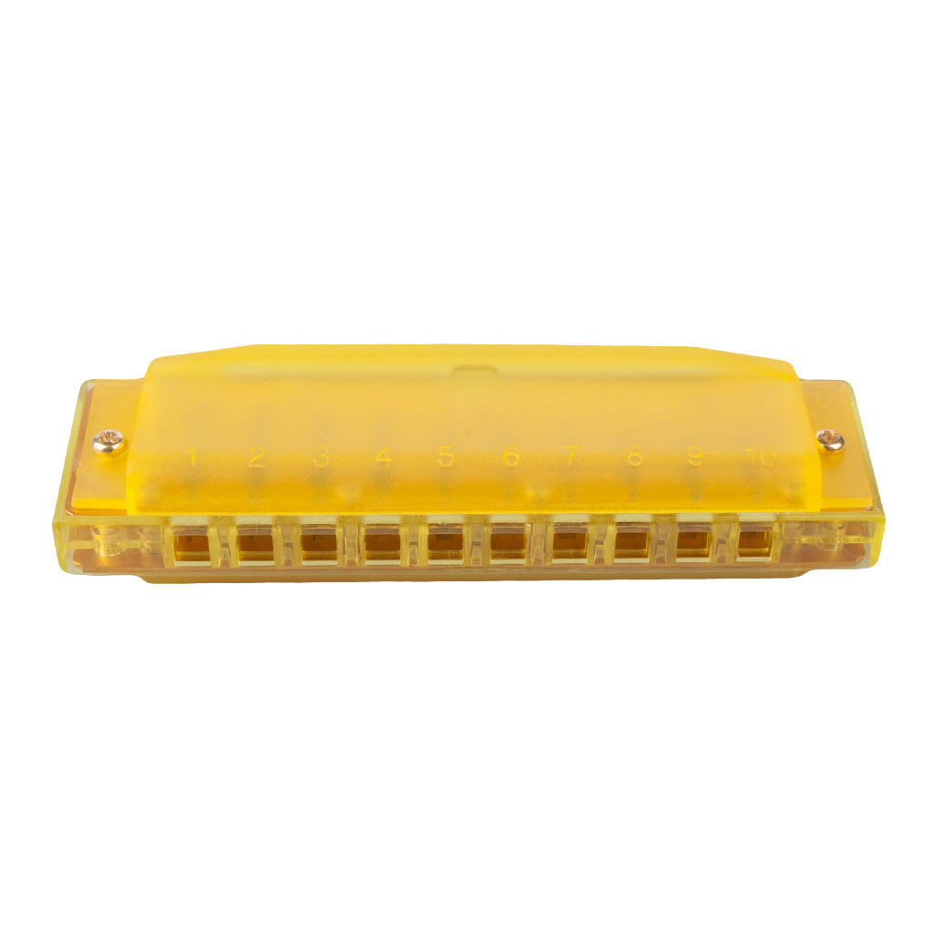 Plastic 10 Hole Harmonica Key of C Yellow for Adults Beginners Kids Plastic 10 Hole Harmonica Key of C Yellow for Adults Beginners Kids