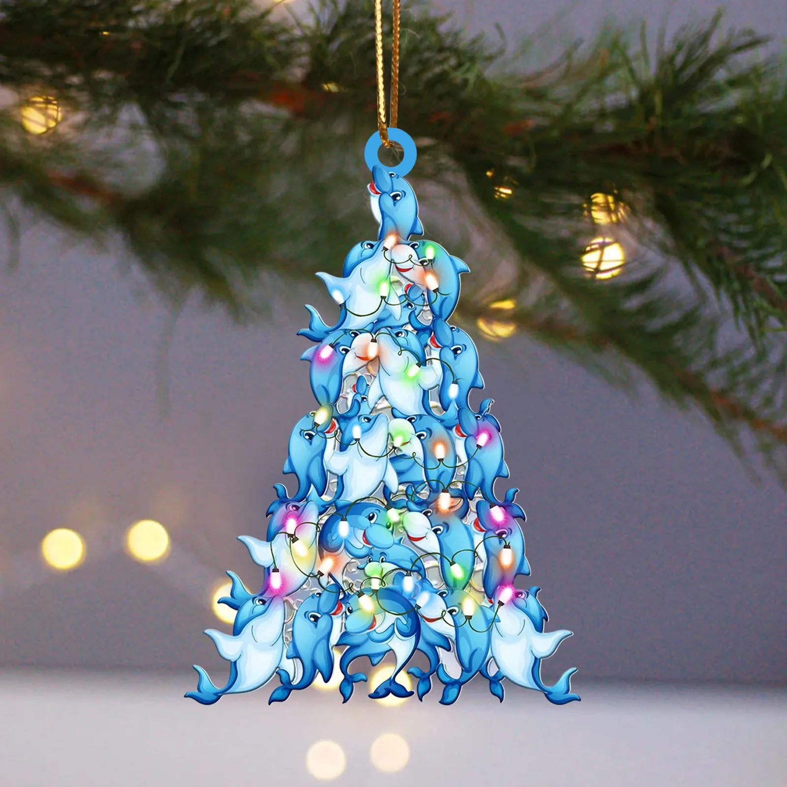 Drewniany Bożonarodzeniowy Wiszący Ornament Dekoracyjny w kształcie drzewa - Prezenty Świąteczne 2021 - Wianko - 31