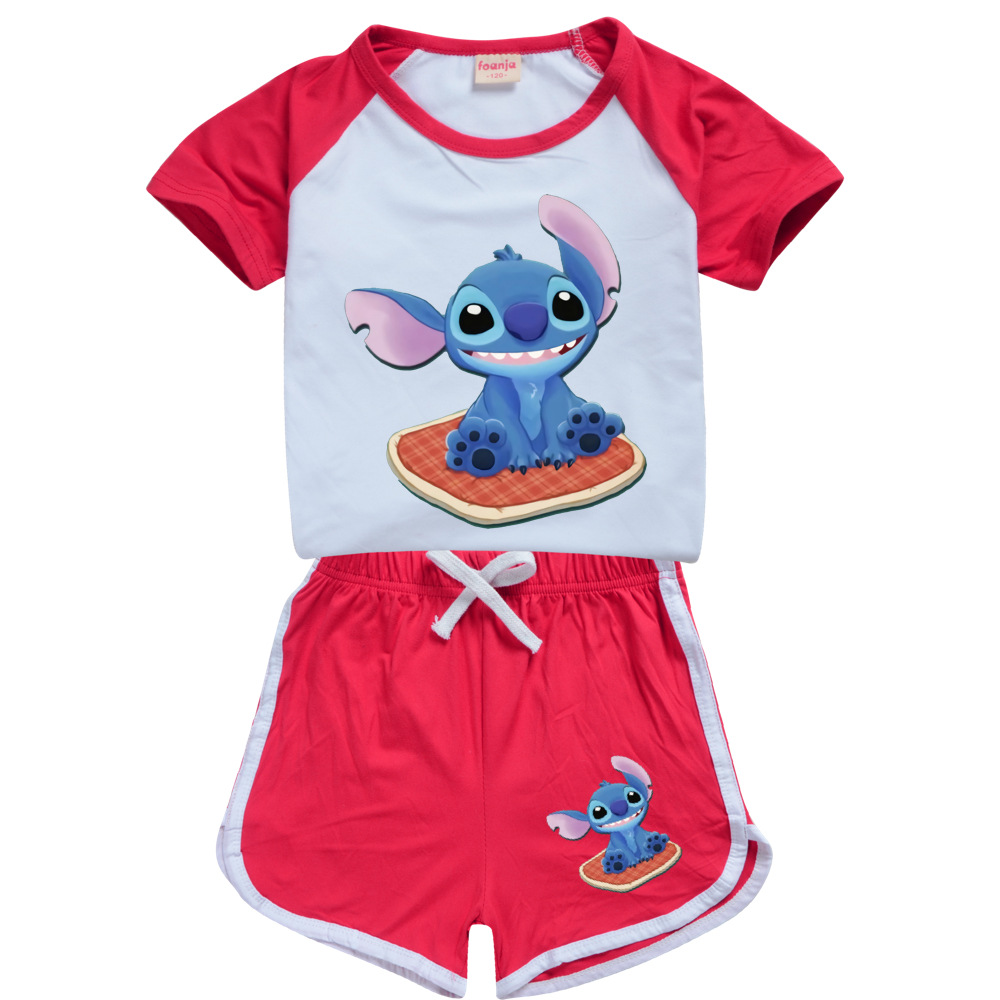 Chłopięcy zestaw 2 częściowy T-shirt i szorty Stitch Chill dla dzieci w wieku 10-12 lat - Wianko - 4