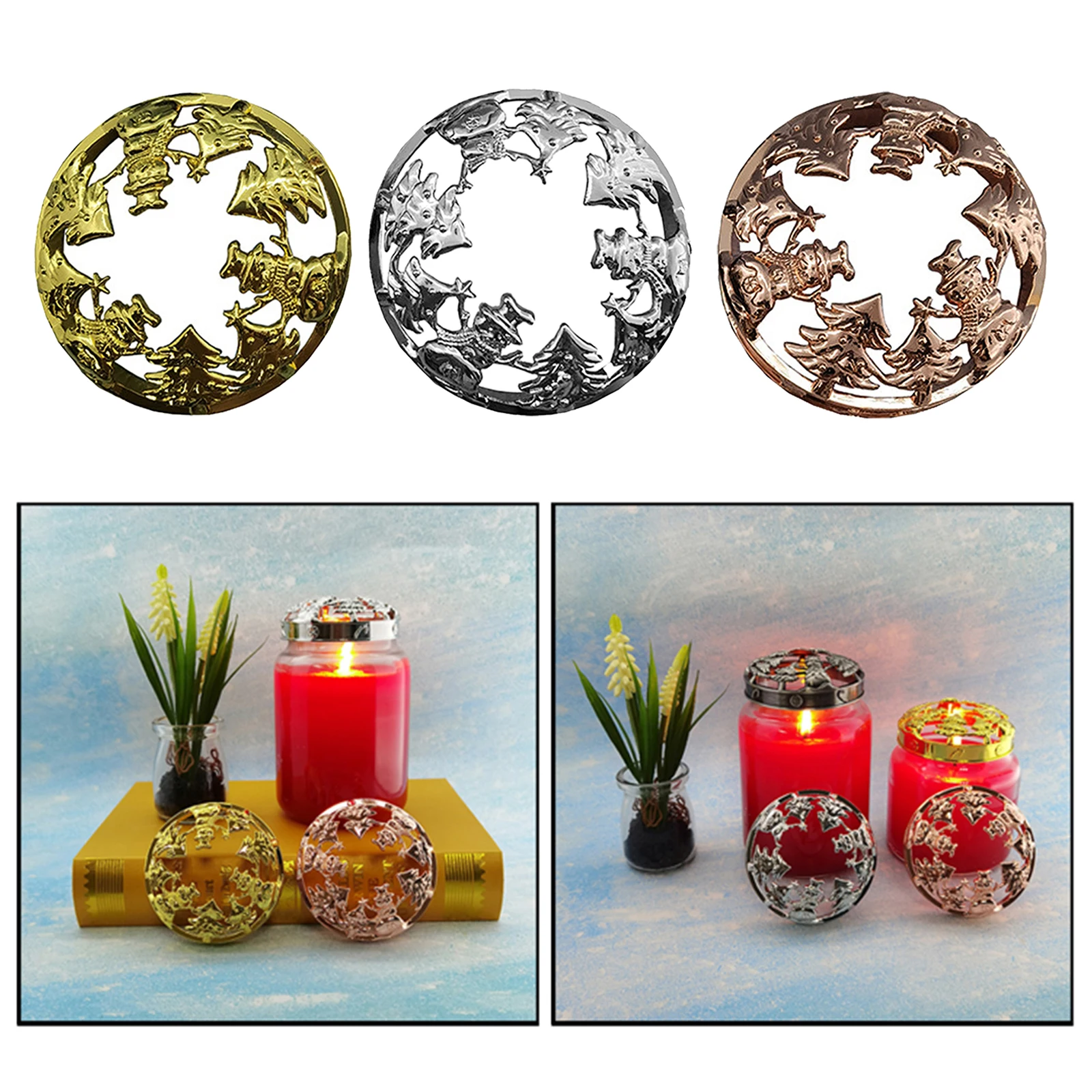 Scented Candle Lid Antique Hollow Out Candle Storage Jar Candle Topper Cover Shade Sleeves Aroma Candle Topper