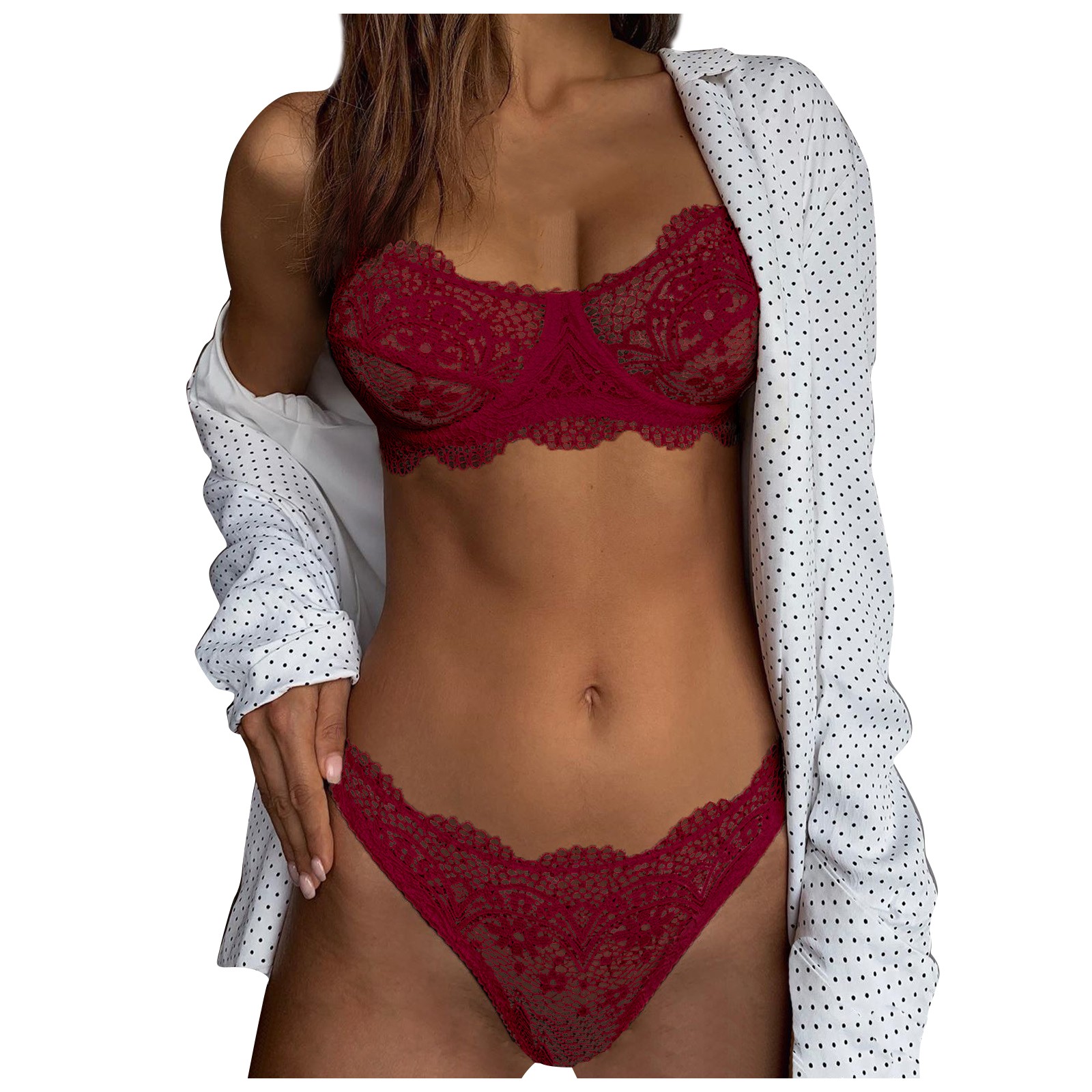 Комплекты Obsessive Sensuelia set Red, Красный, L/XL Obs_Sensuelia set Red L/XL - Obsessive - Эротические комплекты: топ и трусики - Купить