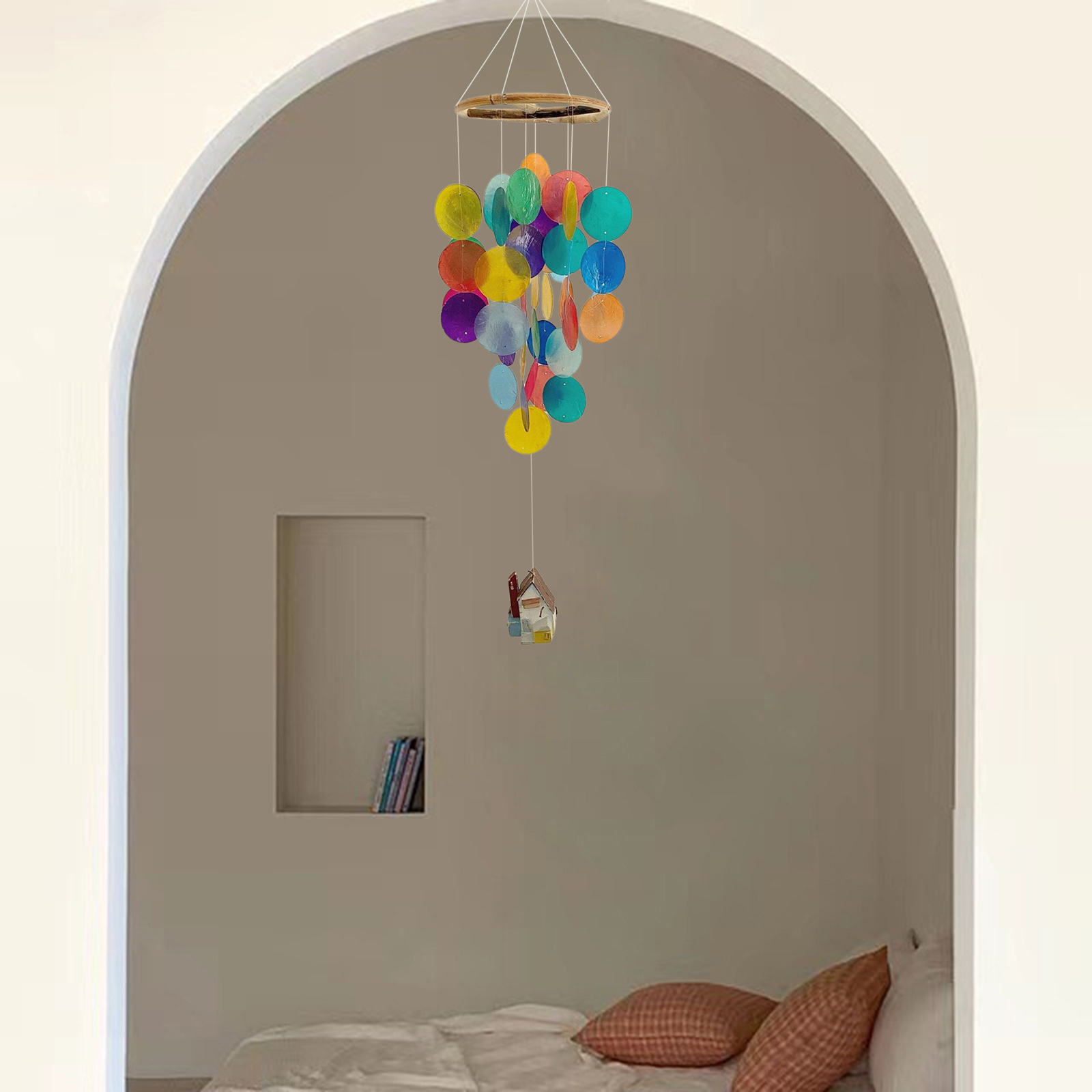 Korean Style Shell Wind Chimes Rainbow Natural Windows Windchimes Pendant Decor Outside Indoor Patio Korean Style Shell Wind Chimes Rainbow Natural Windows Windchimes Pendant Decor Outside Indoor Patio