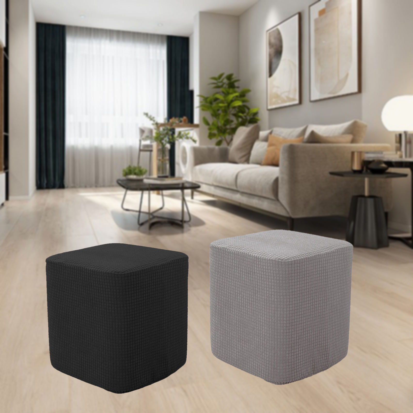 2 Pieces Square Foot Rest Ottoman Covers Decorative Footstool Slipcover 2 Pieces Square Foot Rest Ottoman Covers Decorative Footstool Slipcover