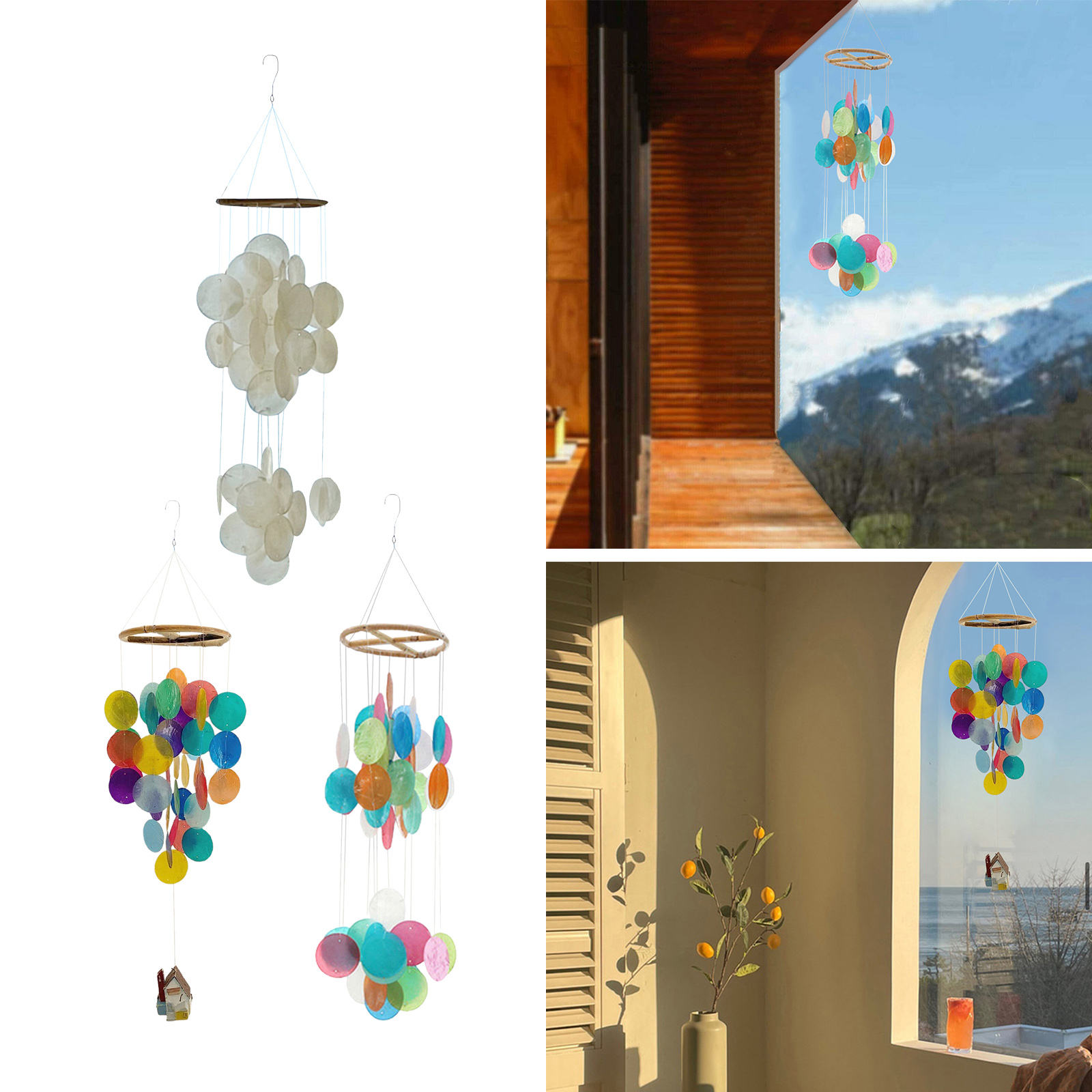 Korean Style Shell Wind Chimes Rainbow Natural Windows Windchimes Pendant Decor Outside Indoor Patio Korean Style Shell Wind Chimes Rainbow Natural Windows Windchimes Pendant Decor Outside Indoor Patio