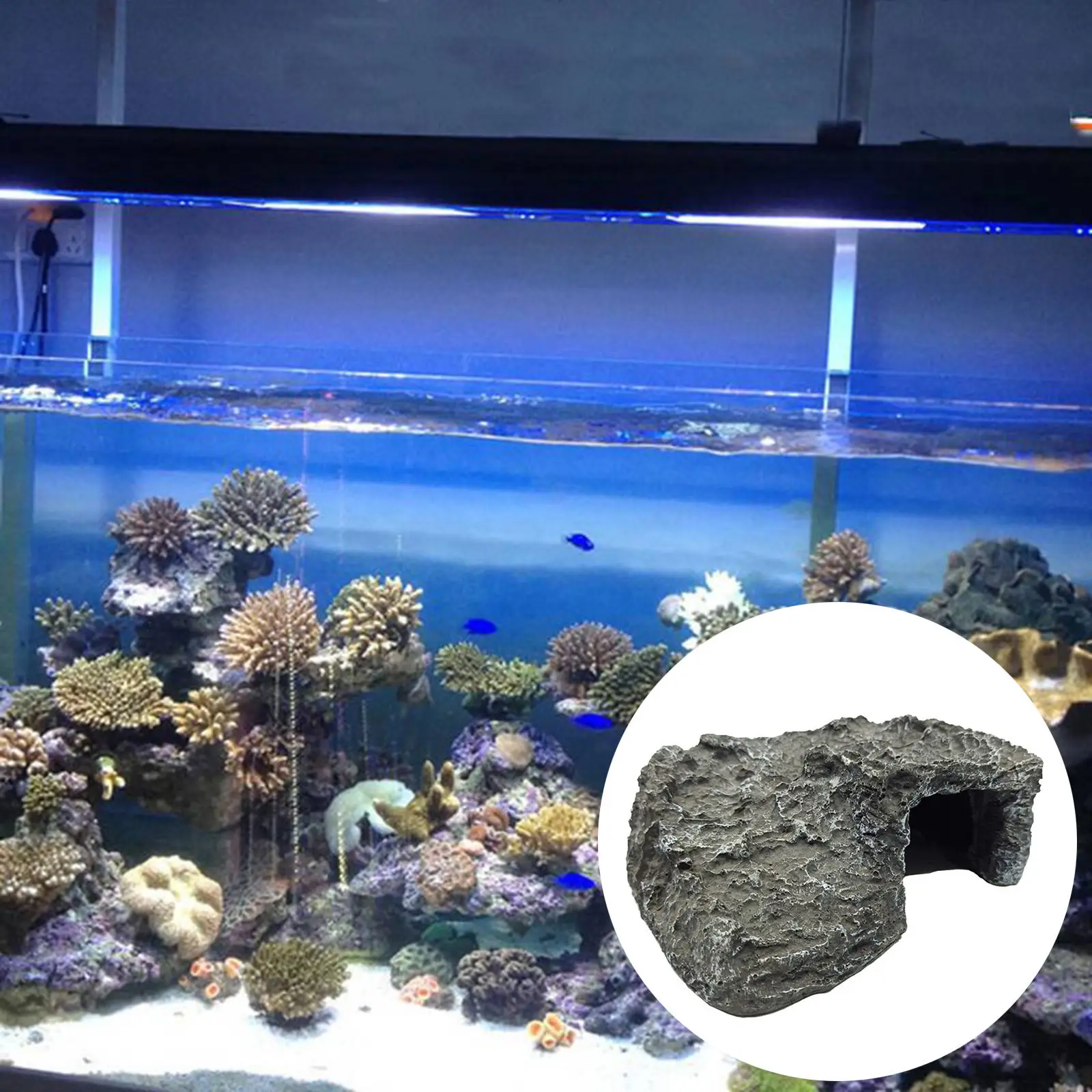 Simulate Moss Rockery Stone Reptile Hiding Cave Lizard Snake Turtle Hide Rest Fish Tank Landscaping Aquarium Decor