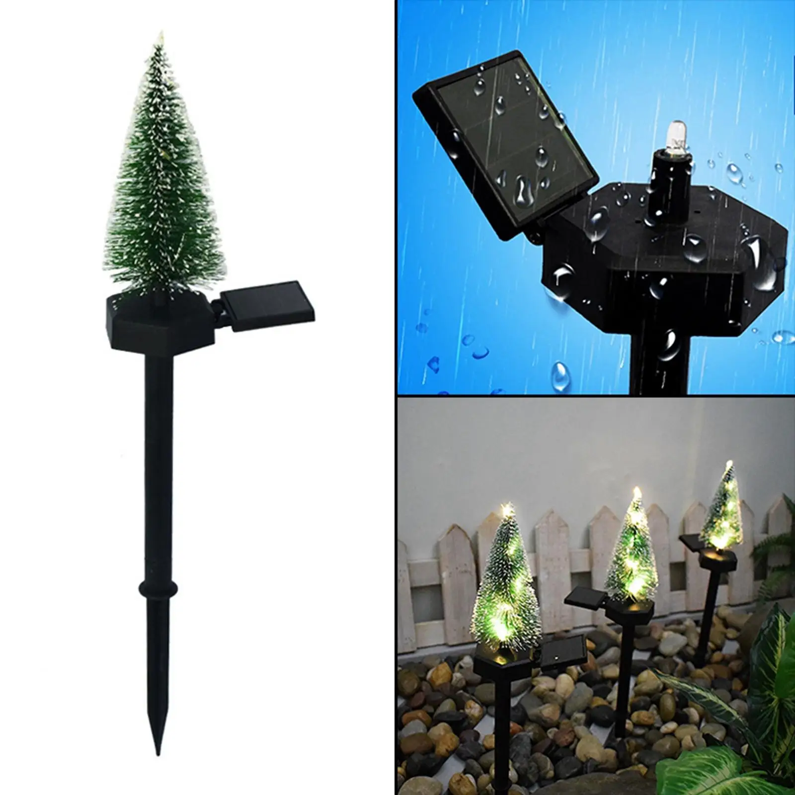 LED Christmas Tree Light Stake Lamp Solar Decorative Night Scene Ornaments Plug-in Lamp Night Lamp for Garden Yard Patio Walkway