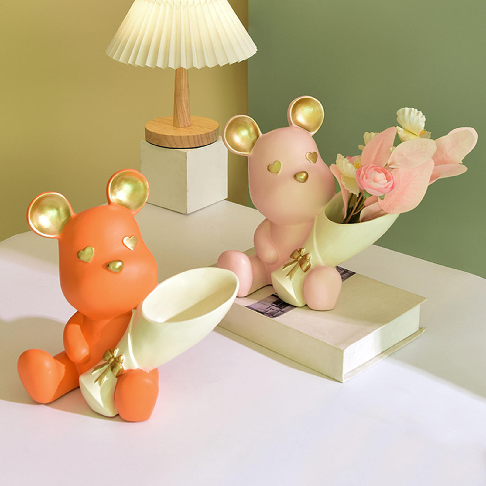 Sculpture Desktop Office Statue Home Bathroom Wedding Flower Vase Decor Bear Figurine Sculpture Desktop Office Statue Home Bathroom Wedding Flower Vase Decor Bear Figurine