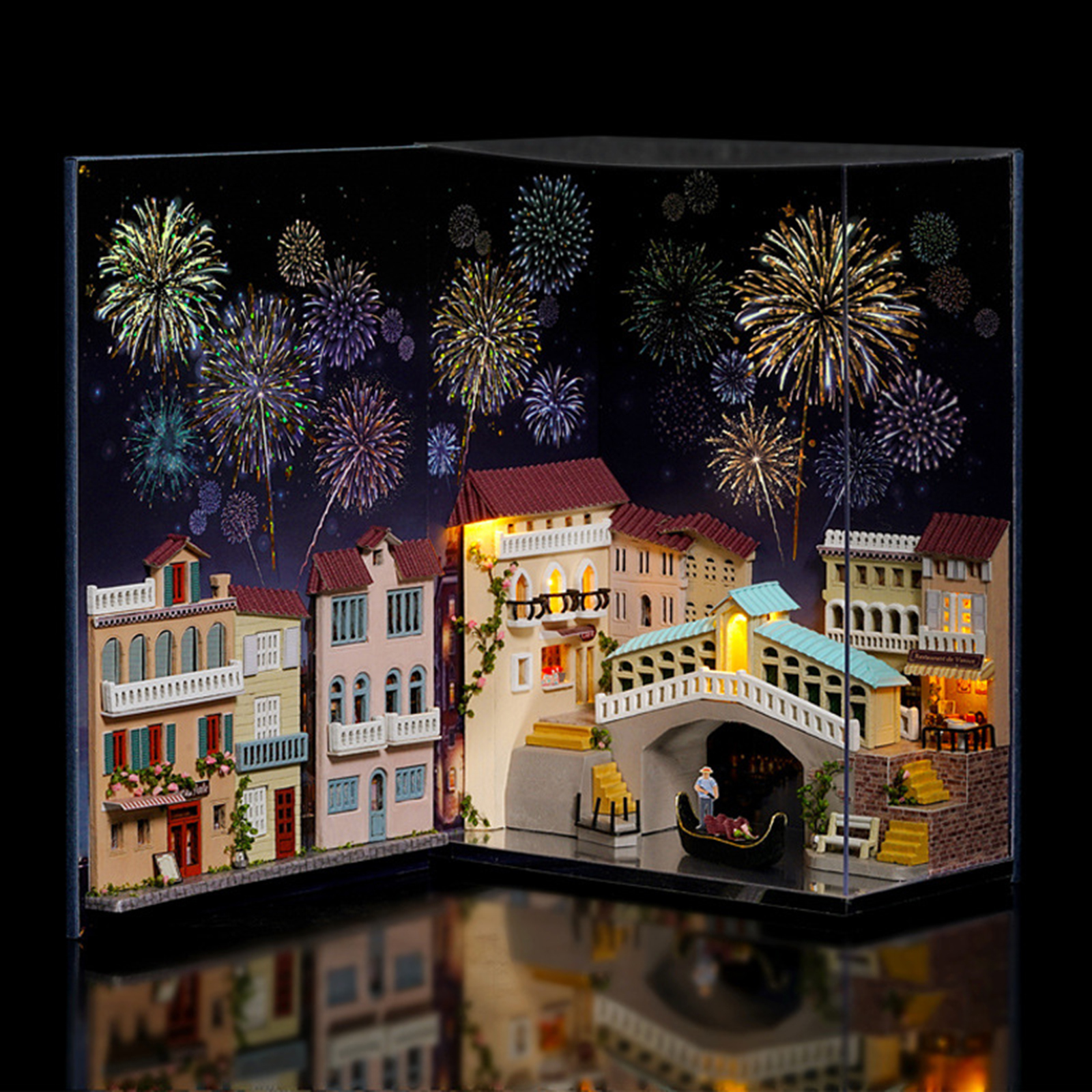 3D Wood Miniature House Assembly Kit City on Books Mini Dollhouse with Furniture with Dustproof Cover 3D Wood Miniature House Assembly Kit City on Books Mini Dollhouse with Furniture with Dustproof Cover