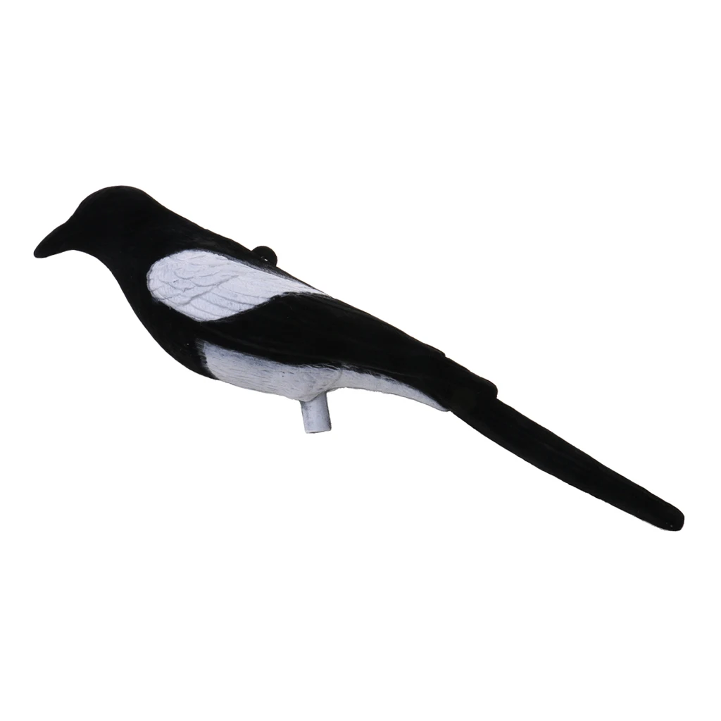 1 Pc Flocked Magpie Full Body Size Bird Hunting Decoys For Larsen Trap Cage Decoy Hunting Shooting Decoying Accessories Garden