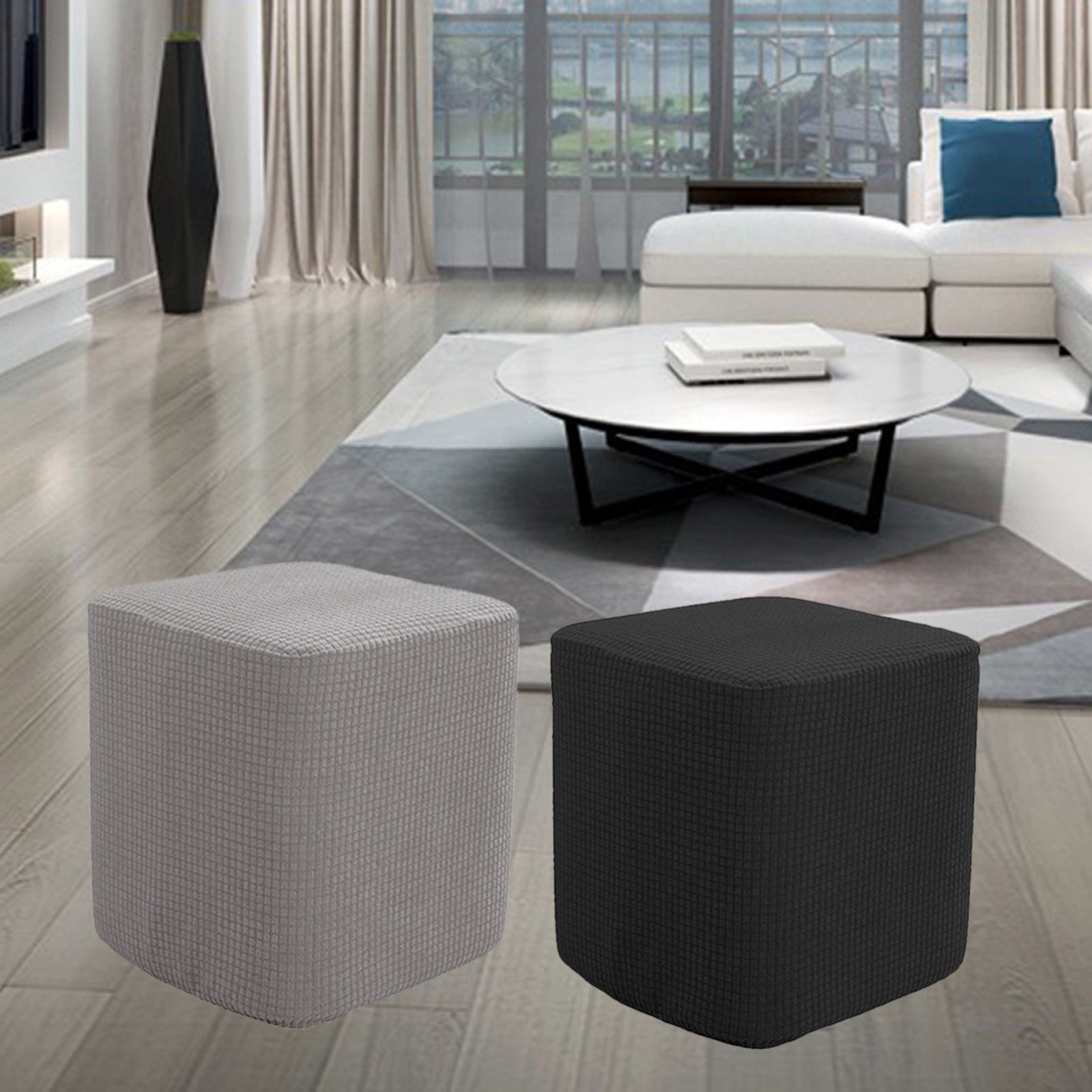 2 Pieces Square Foot Rest Ottoman Covers Decorative Footstool Slipcover 2 Pieces Square Foot Rest Ottoman Covers Decorative Footstool Slipcover