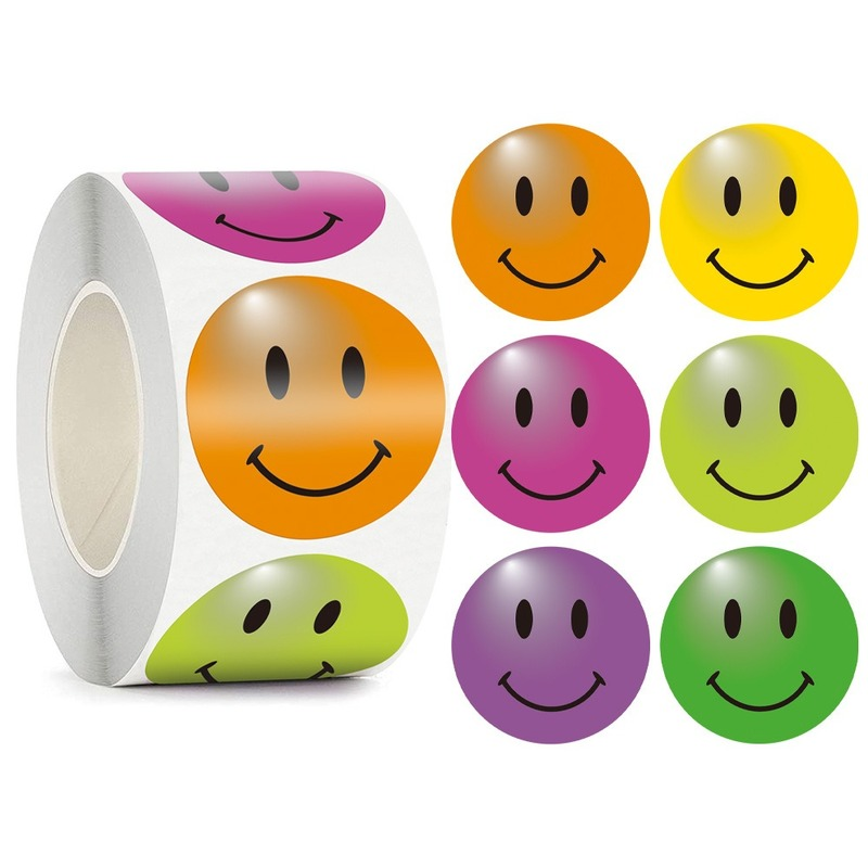 Gommette Autocollants De Portrait De Visage Smiley Cm