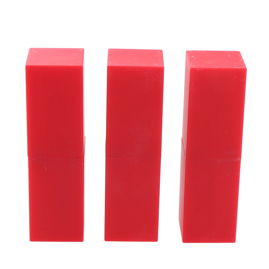 Lip Balm Container, 3 Pieces Red Empty Lipstick Refillable Chapstick Lipstick Tubes with Magnet Cap and Twist Mechanism 3.8g