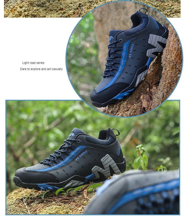Lekkie męskie buty trekkingowe turystyczne z wodoodporną odkrytą konstrukcją i oddychającą membraną antypoślizgowe - Wianko - 17