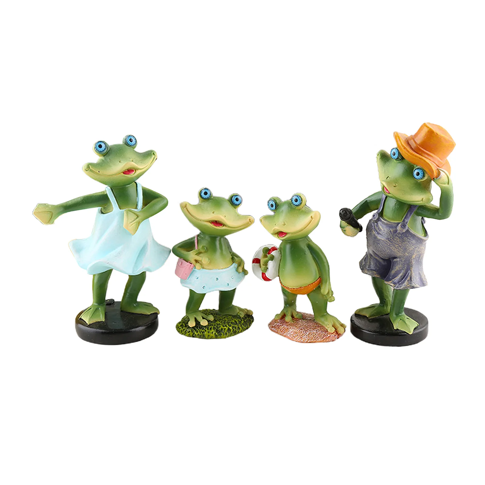 4Pack Frog Family Sculpture Ornament, Nordic Style Ornament Crafts Stand, for Home Office Desktop Table Study Store Decoration