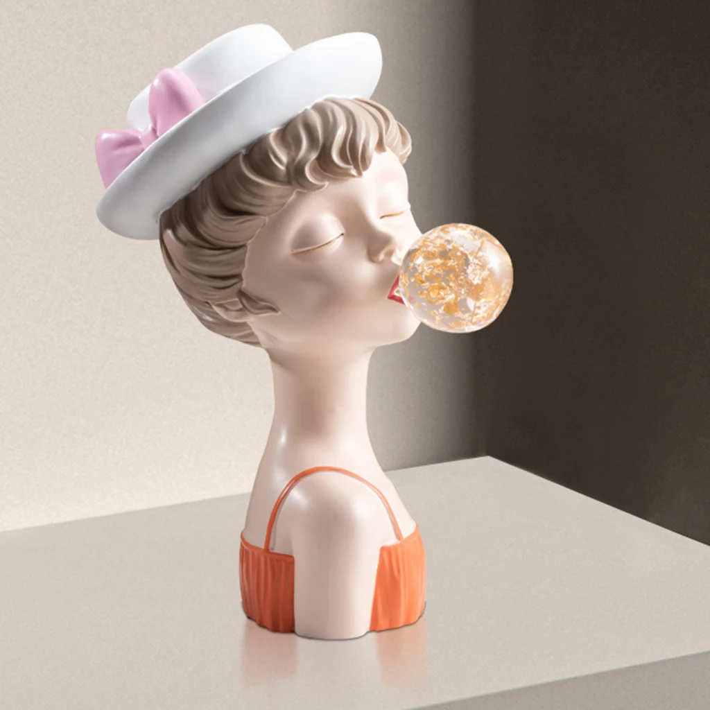 Modern Bubble Girl Statue Resin Figurine Art Statuette Home Cabinet Decor