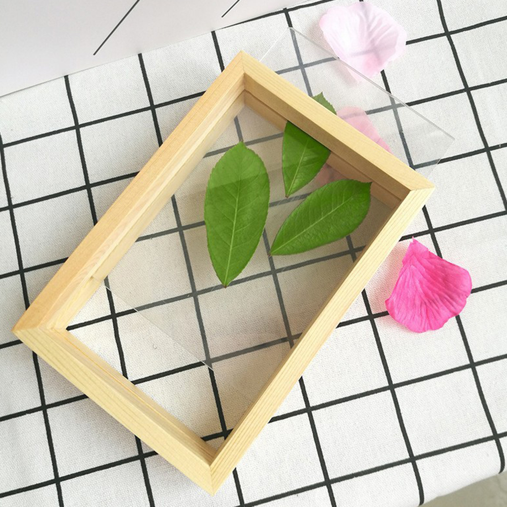 Home Living Room Creative double-sided glass specimen transparent wooden frame 9.9 x 13.7cm Home Living Room Creative double-sided glass specimen transparent wooden frame 9.9 x 13.7cm