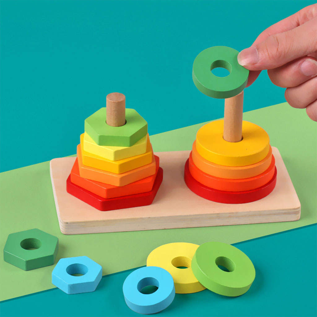 Geometric Stacker Color Sorting Colorful Puzzle Educational Stacking Blocks Toys for Toddlers 1-3 Kids Boys and Girls Preschool Geometric Stacker Color Sorting Colorful Puzzle Educational Stacking Blocks Toys for Toddlers 1-3 Kids Boys and Girls Preschool
