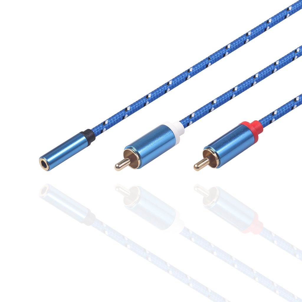 3.5mm Stereo Audio Female to 2 RCA Male Connectors Line 40cm blue 3610F-04 3.5mm Stereo Audio Female to 2 RCA Male Connectors Line 40cm blue 3610F-04