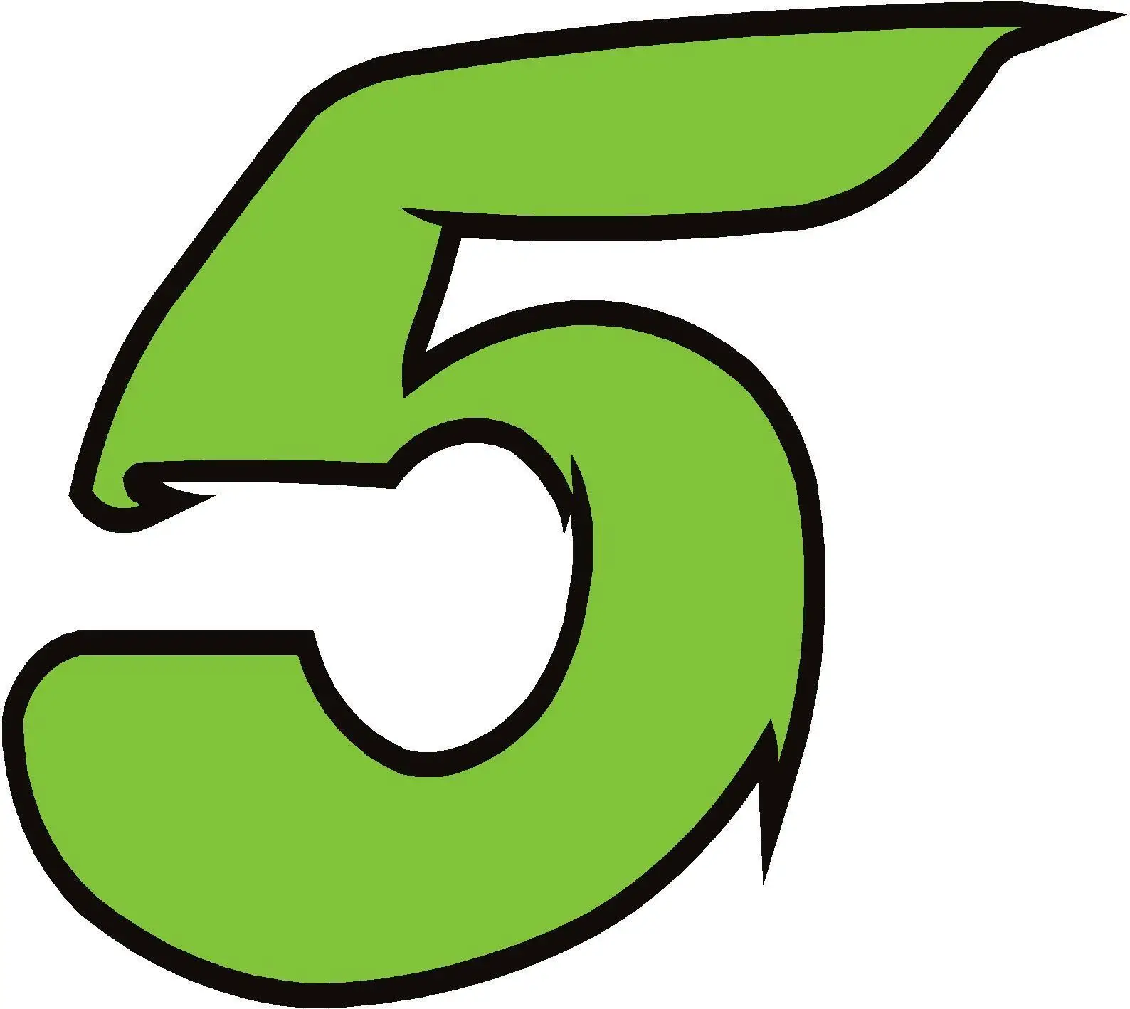 Цифра 5 зеленая