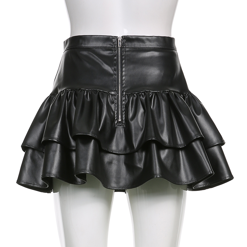 E-girl Punk Style PU Leather Mini Skirts Hight Waist Lace Up Bandage Black Pleated A-line Skirt Streetwear Girls Dark Academia E-girl Punk Style PU Leather Mini Skirts Hight Waist Lace Up Bandage Black Pleated A-line Skirt Streetwear Girls Dark Academia