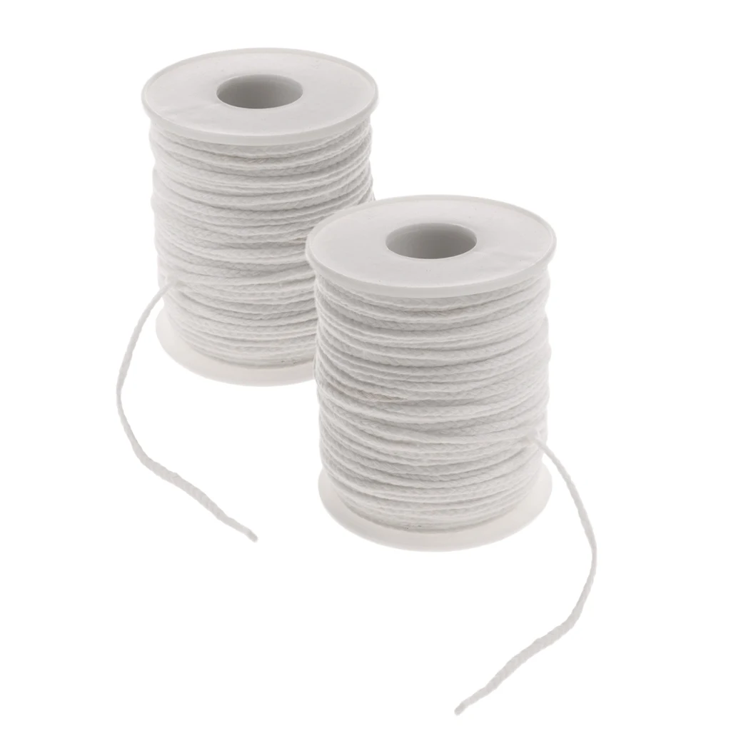 2 Rolls 61m Organic Cotton Braid Candle Wick Spool Candle Making Supplies