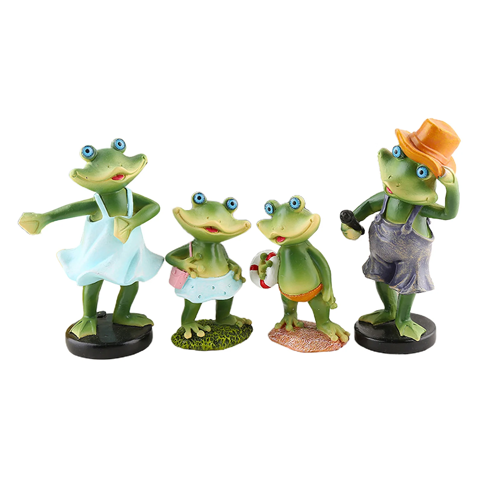 4Pack Frog Family Sculpture Ornament, Nordic Style Ornament Crafts Stand, for Home Office Desktop Table Study Store Decoration