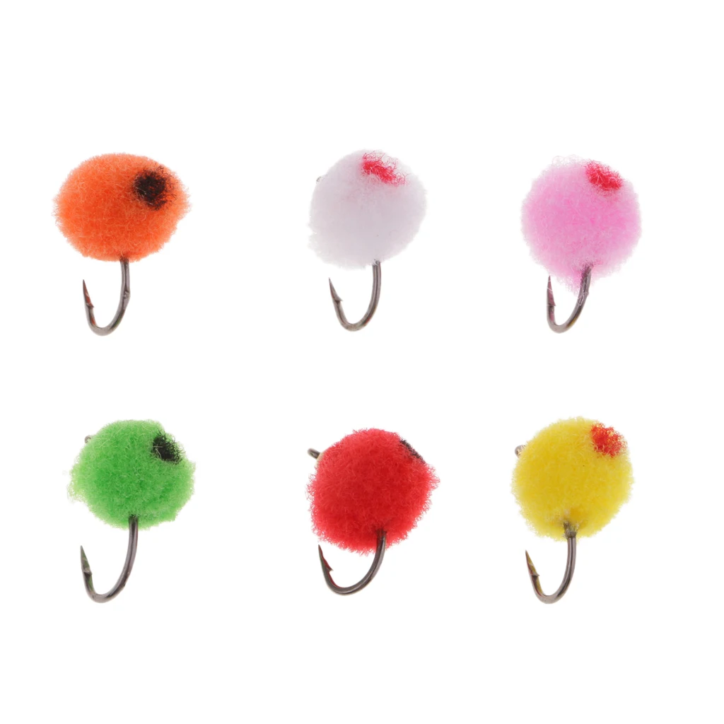 36pcs Fly Fishing Trout Bass Salmon Flies Bead Head Glo Egg Mixed 6 Colors