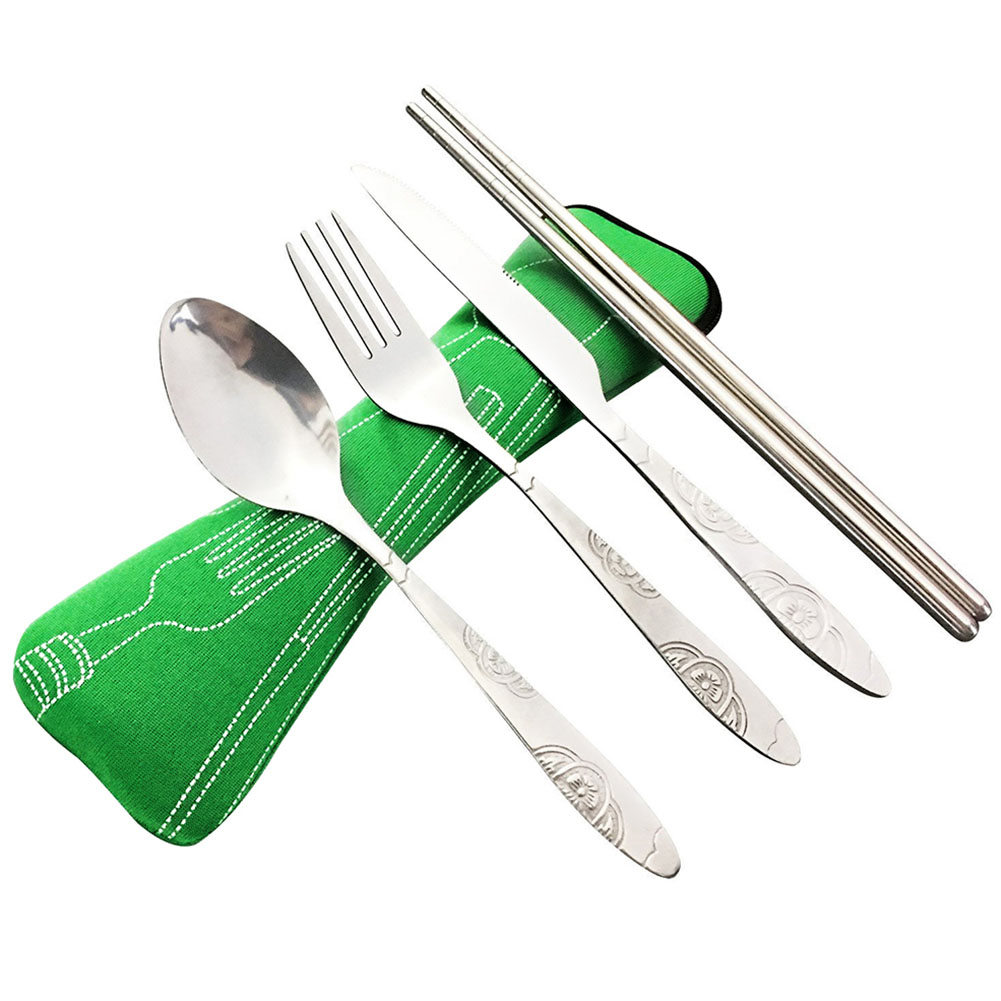 Tenedor de acero inoxidable, cuchara, palillos, herramientas de cubiertos de viaje y acampada 4 Uds. 5 H5a82cce3627348d8b271853f697844bfj