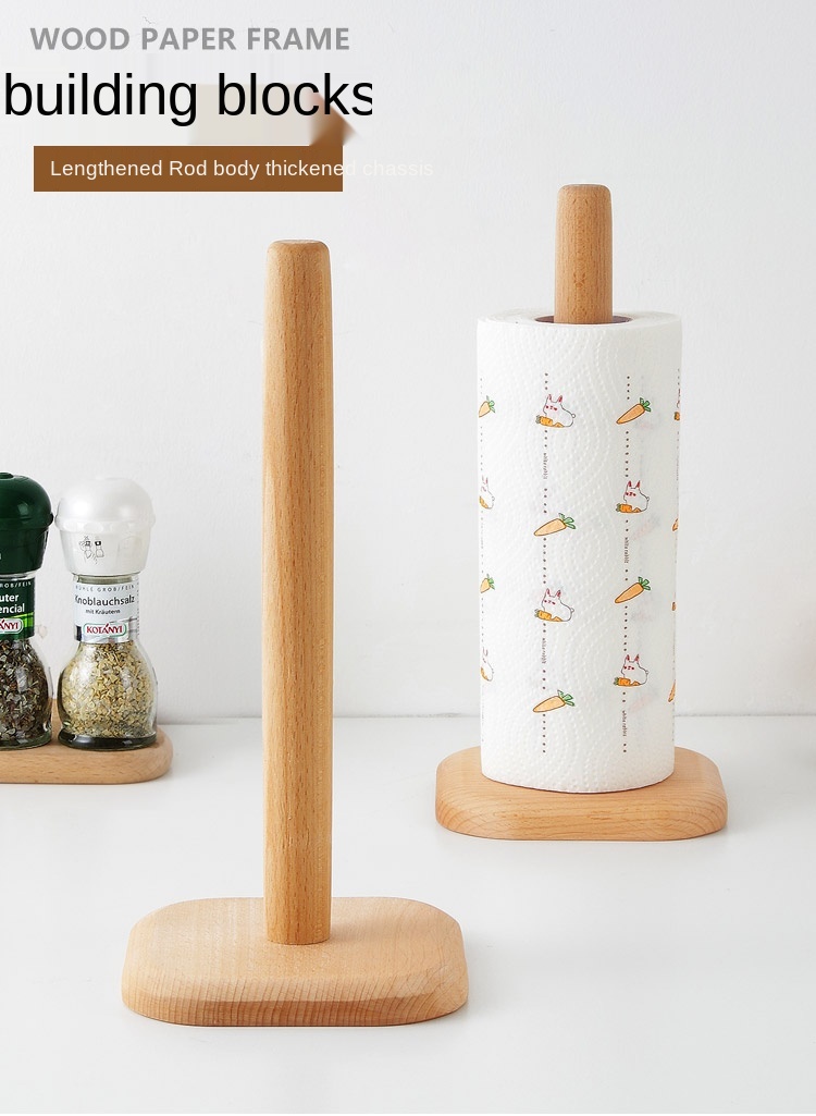 Generic Kitchen Paper Towel Rack Beech Wood Roll Paper Holder Kitchen