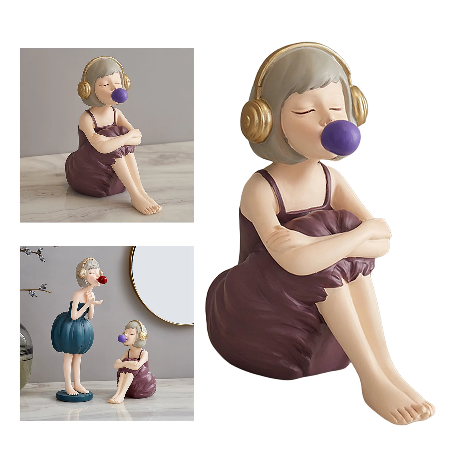 Bubble Girl Figurine Lovely Crafts Collectible Statue Living Room Bedroom Kids Room Office Desk Wedding Decor Birthday Gift