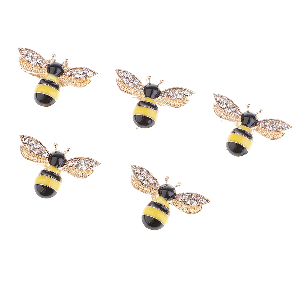 5x Alloy Bee Shape Flatback Embellishments for Hair Clips Clothing Shoes DIY