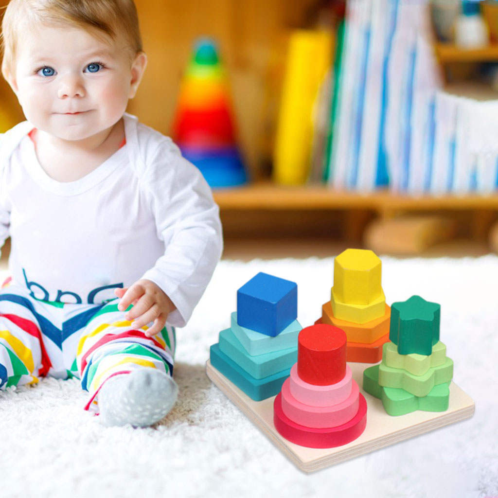 Geometric Stacker Color Sorting Colorful Puzzle Educational Stacking Blocks Toys for Toddlers 1-3 Kids Boys and Girls Preschool Geometric Stacker Color Sorting Colorful Puzzle Educational Stacking Blocks Toys for Toddlers 1-3 Kids Boys and Girls Preschool