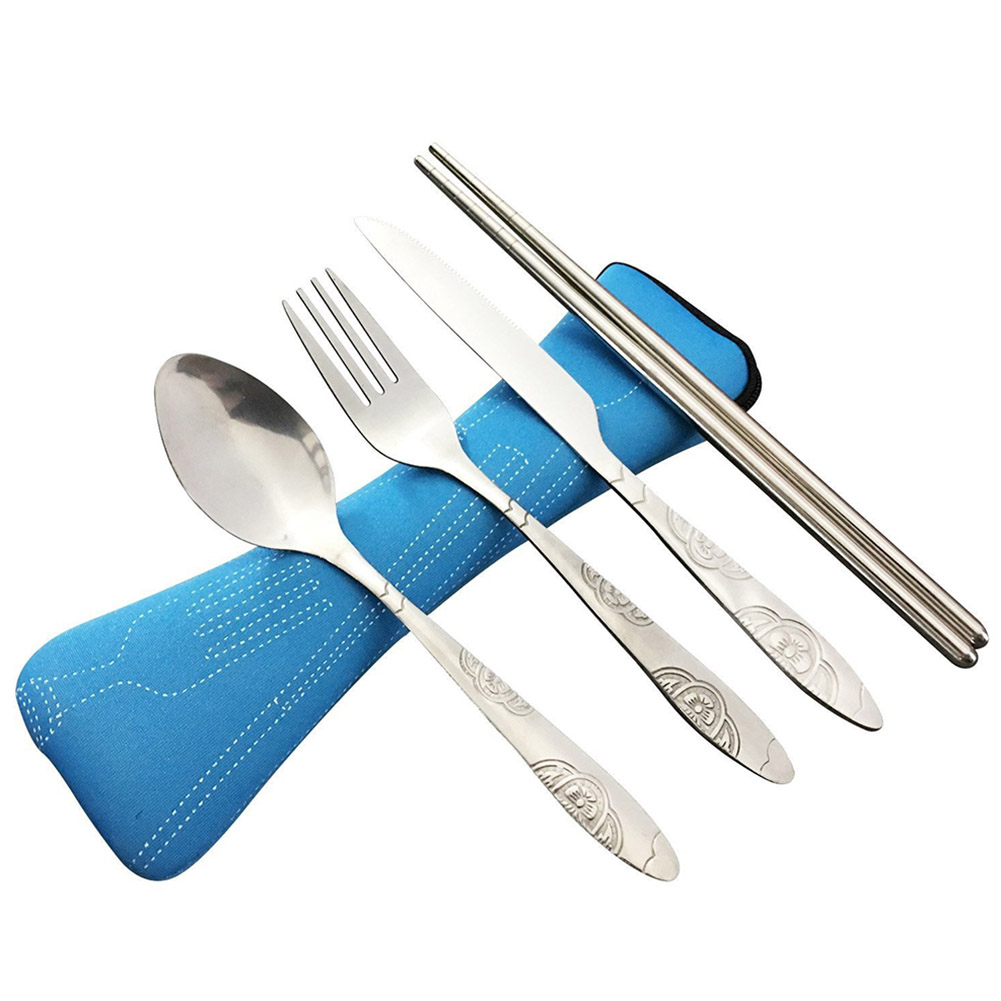 Tenedor de acero inoxidable, cuchara, palillos, herramientas de cubiertos de viaje y acampada 4 Uds. 9 H63673c0a732844bf8012bf62bf1b1acd2