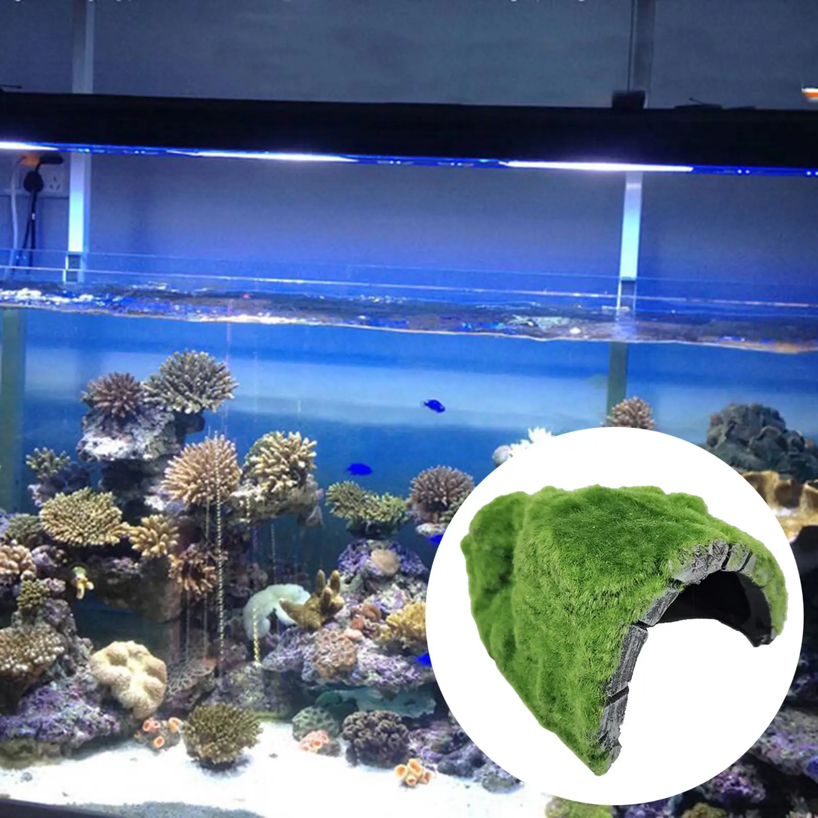 Simulate Moss Rockery Stone Reptile Hiding Cave Lizard Snake Turtle Hide Rest Fish Tank Landscaping Aquarium Decor