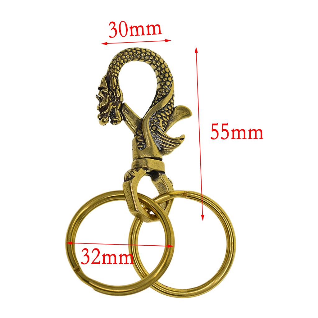 Handmade Brass Dragon Swivel Lobster Clasps Keychain & 2Pcs 32mm Key Rings Handmade Brass Dragon Swivel Lobster Clasps Keychain & 2Pcs 32mm Key Rings
