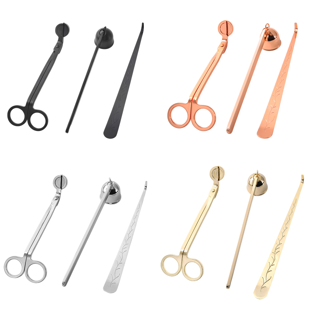 3pcs/set Candle Snuffer Trimmer Hook Stainless Steel Luxury Candle Scissors Wicks Holder Dipper Home Decor