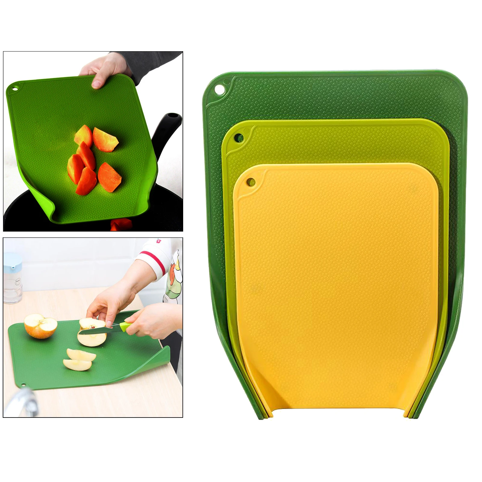 3x Anti- Cutting Boards for Vegetables Fruits Cheese Knife Serving Tray
