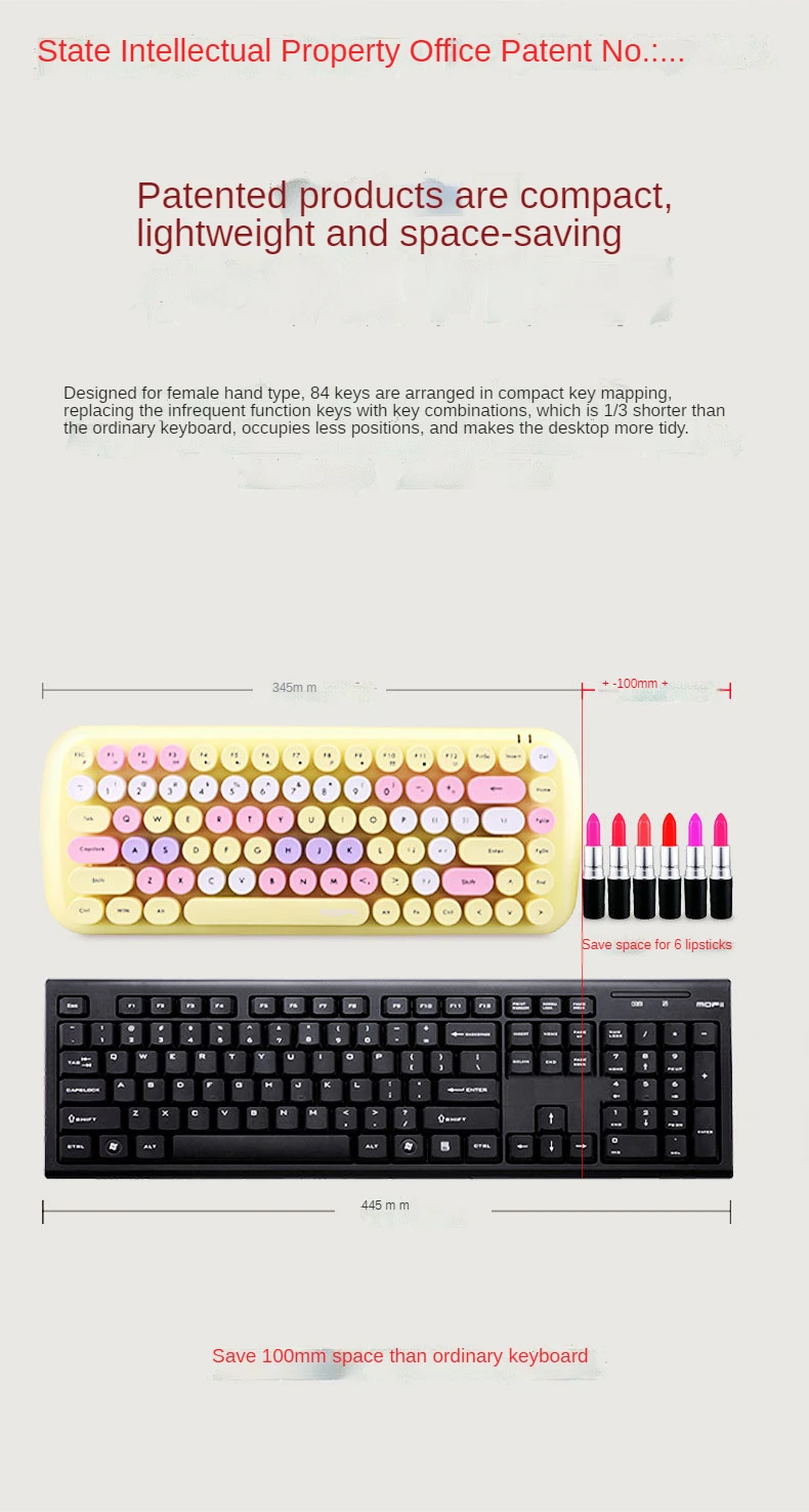 Bezprzewodowy zestaw Mini 2.4G klawiatury i myszy z punktowymi, okrągłymi klawiszami - dla komputerów stacjonarnych i laptopów (mieszane kolory, dla dziewczyn) - Wianko - 4