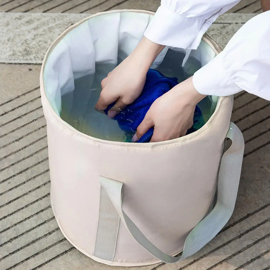 Folded Foot Soak Bath Basin with Handles Washbasin Home Storage Container Feet Soaking Bag for Travel Outdoor Gardening Washing