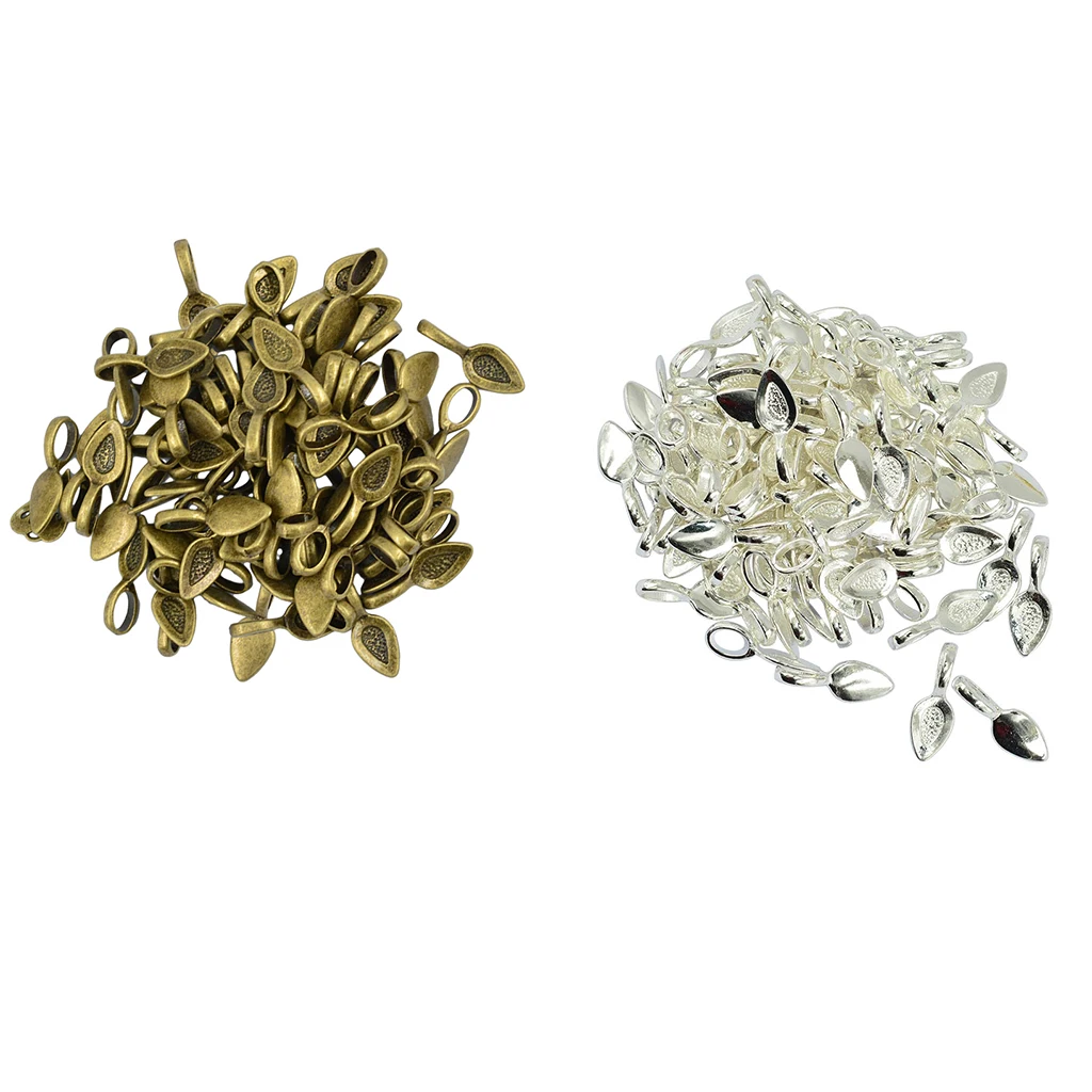 100pcs/Lot Glue On Bails Pendants Charms For DIY Necklace Earrings Bracelet