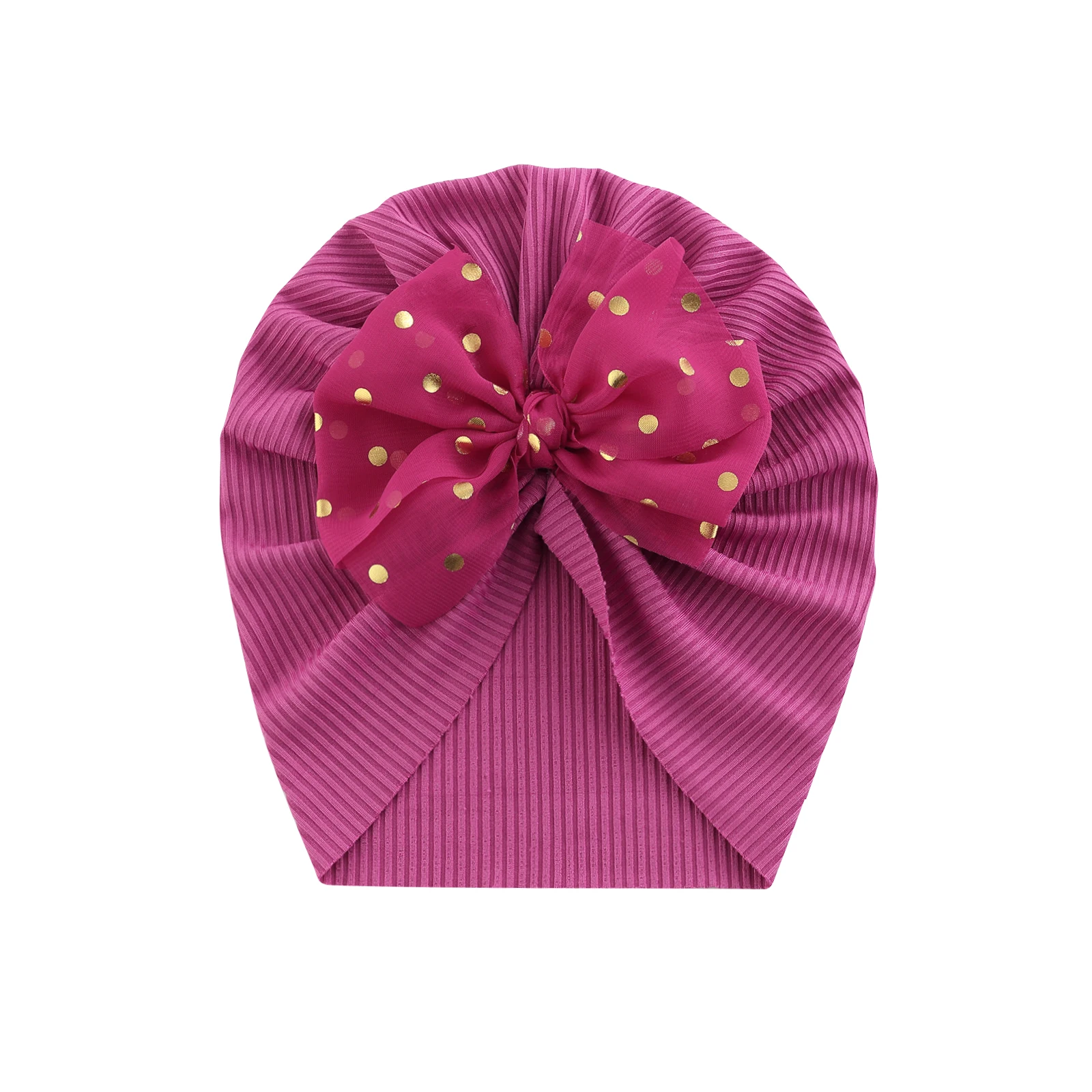 Nowy, uroczy kapelusz dla dziewczynek - jesień 2021, jednolity kolor z łukiem, kropkami i wzorem - Wianko - 22