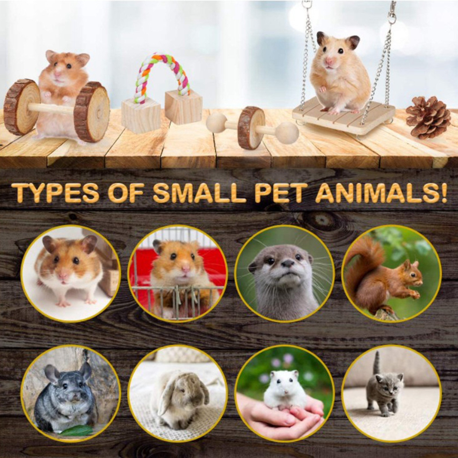 10pcs Natural Wooden Hamster Exercise Toy for Gerbil Guinea Pig Chinchilla 10pcs Natural Wooden Hamster Exercise Toy for Gerbil Guinea Pig Chinchilla