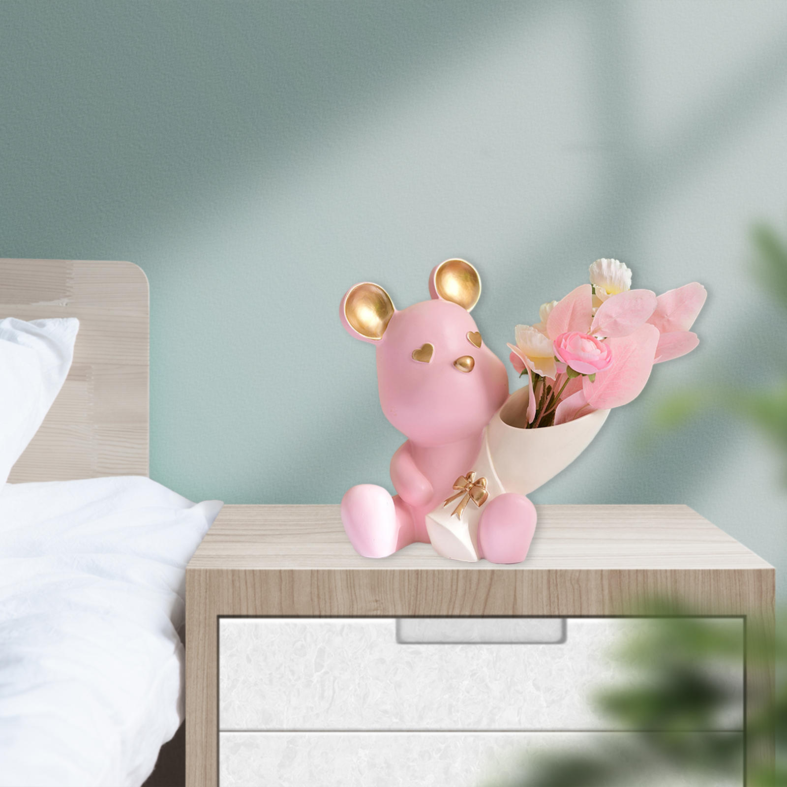 Sculpture Desktop Office Statue Home Bathroom Wedding Flower Vase Decor Bear Figurine Sculpture Desktop Office Statue Home Bathroom Wedding Flower Vase Decor Bear Figurine