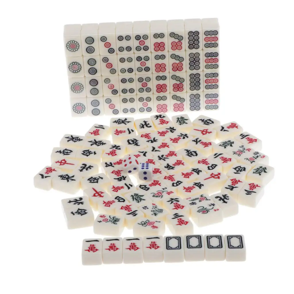 Mini Chinese Mahjong (Mah Jong, Mahjongg, Mah-Jongg, Mah Jongg, Majiang) with Numbered Tiles - Accessories and Wooden Case