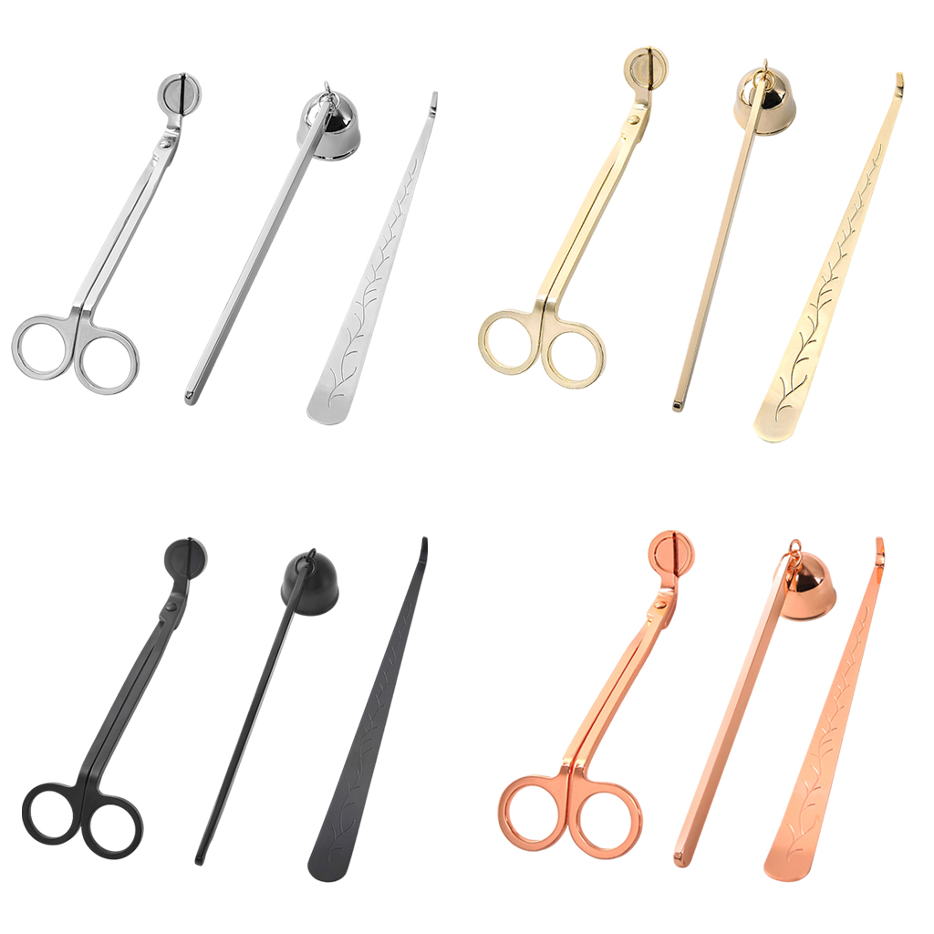 3pcs/set Candle Snuffer Trimmer Hook Stainless Steel Luxury Candle Scissors Wicks Holder Dipper Home Decor